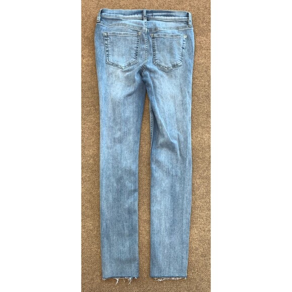 Free People Raw Hem Skinny Jeans Womens 26 Low Rise Button Fly Stretch Y2K Denim - Picture 3 of 8